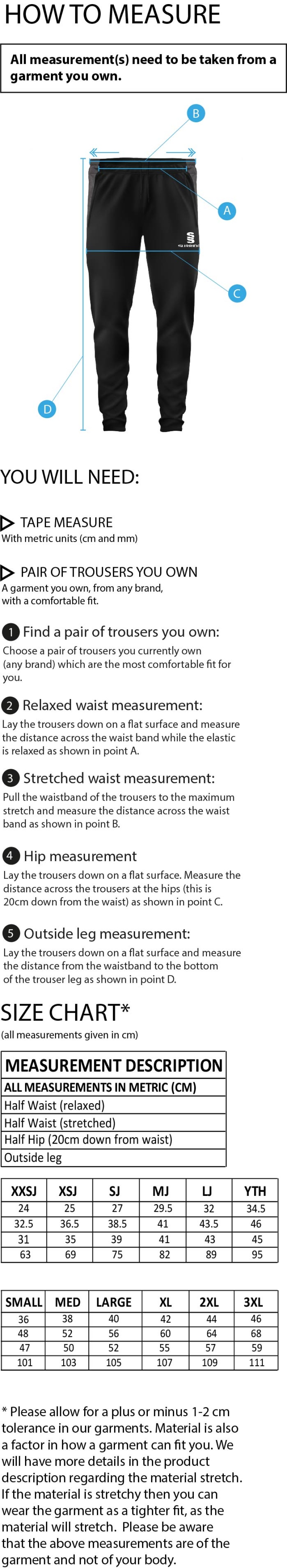 Skewen CC - Tek Slim Pant - Size Guide